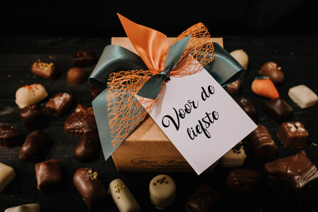 Doosje pralines 500 gr &quot;voor de liefste&quot;